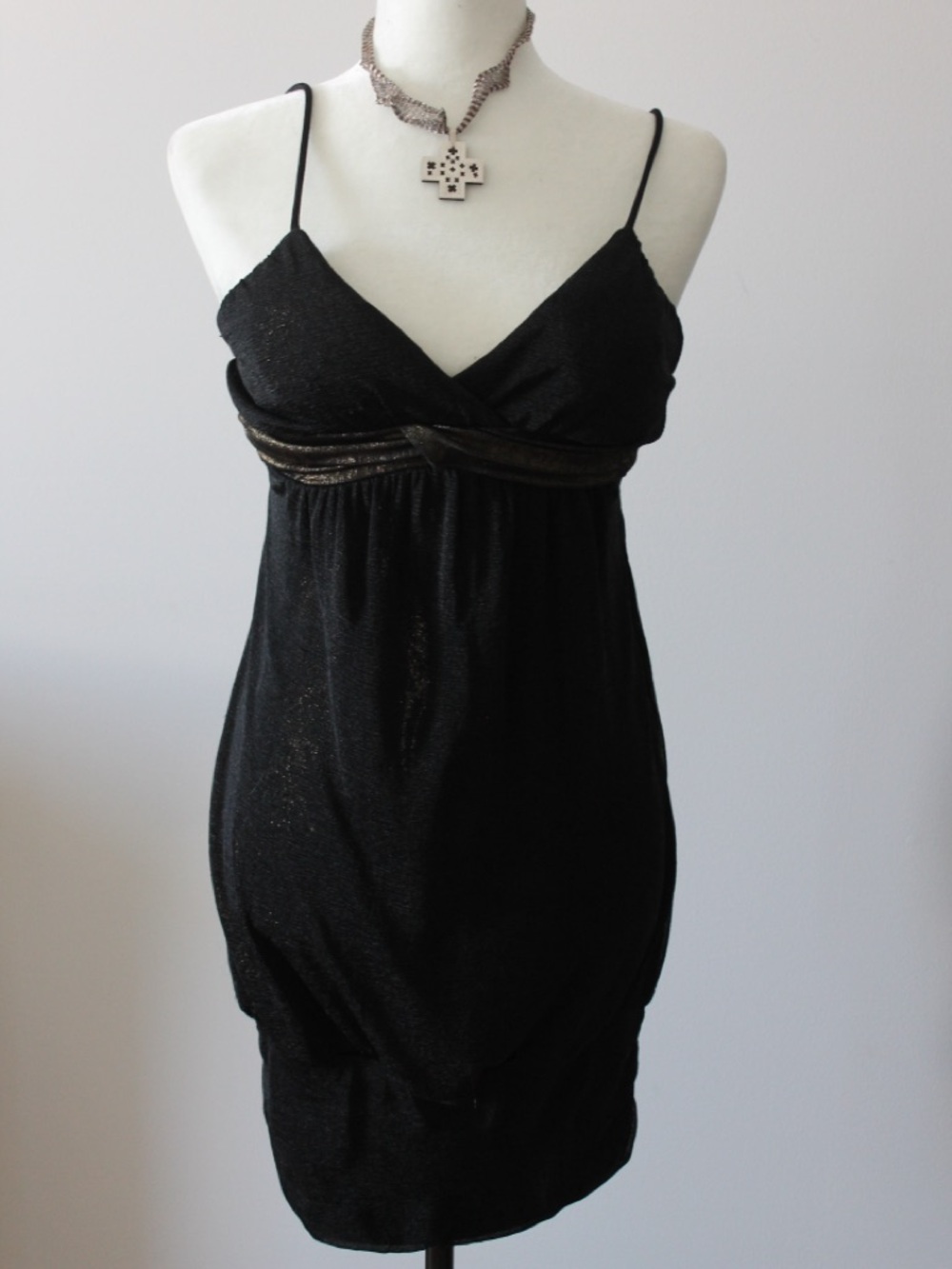Sparkle Black Spaghetti Strap Cocktail Dress